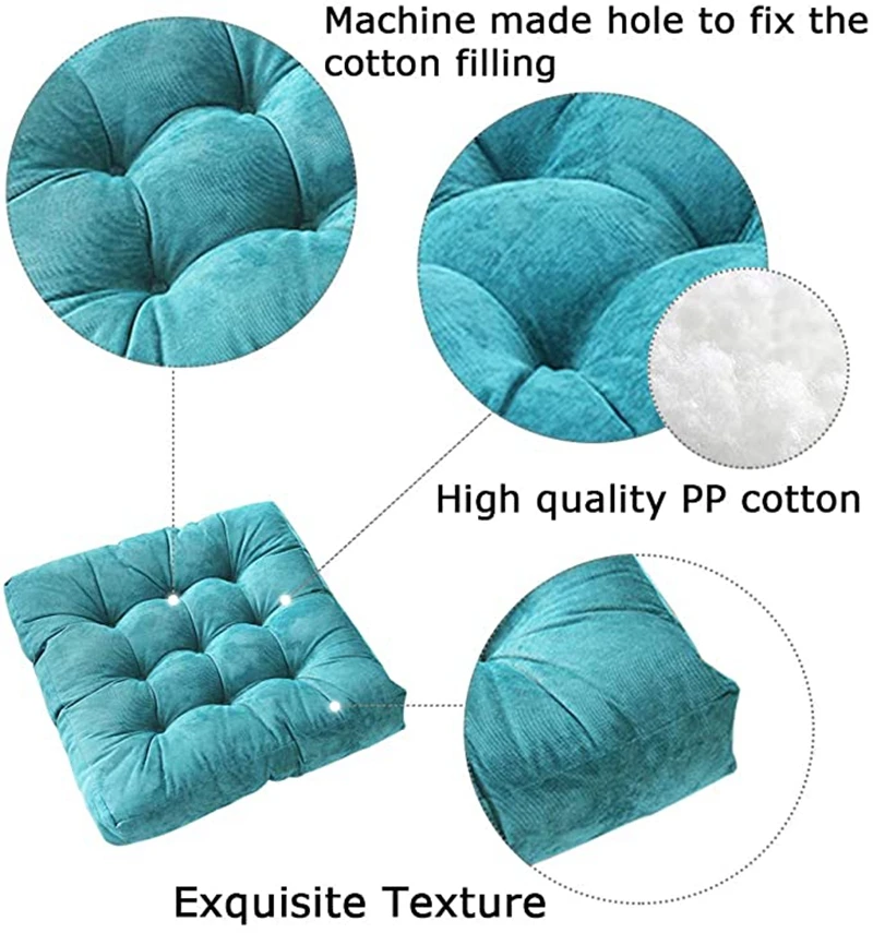 Inyahome Square Floor Seat Pillows Cushions Soft Thicken Yoga Meditation Cushion Pouf Tufted Corduroy Tatami Floor Pillow