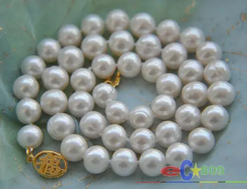 

lustre 17" 10mm white round freshwater cultured pearl necklace