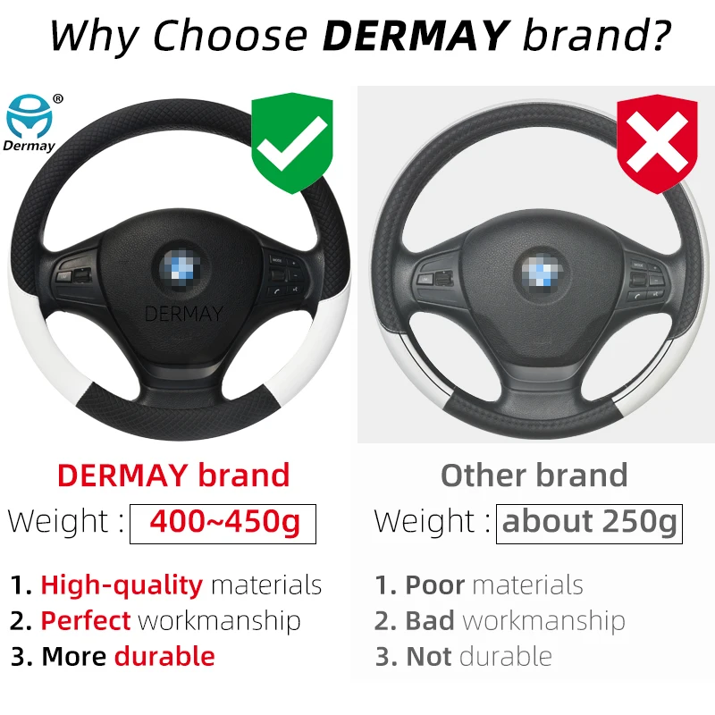 100% DERMAY Brand Leather Car Steering Wheel Cover for MINI Cooper R56 Clubman Countryman Clubvan Coupe Auto Accessories