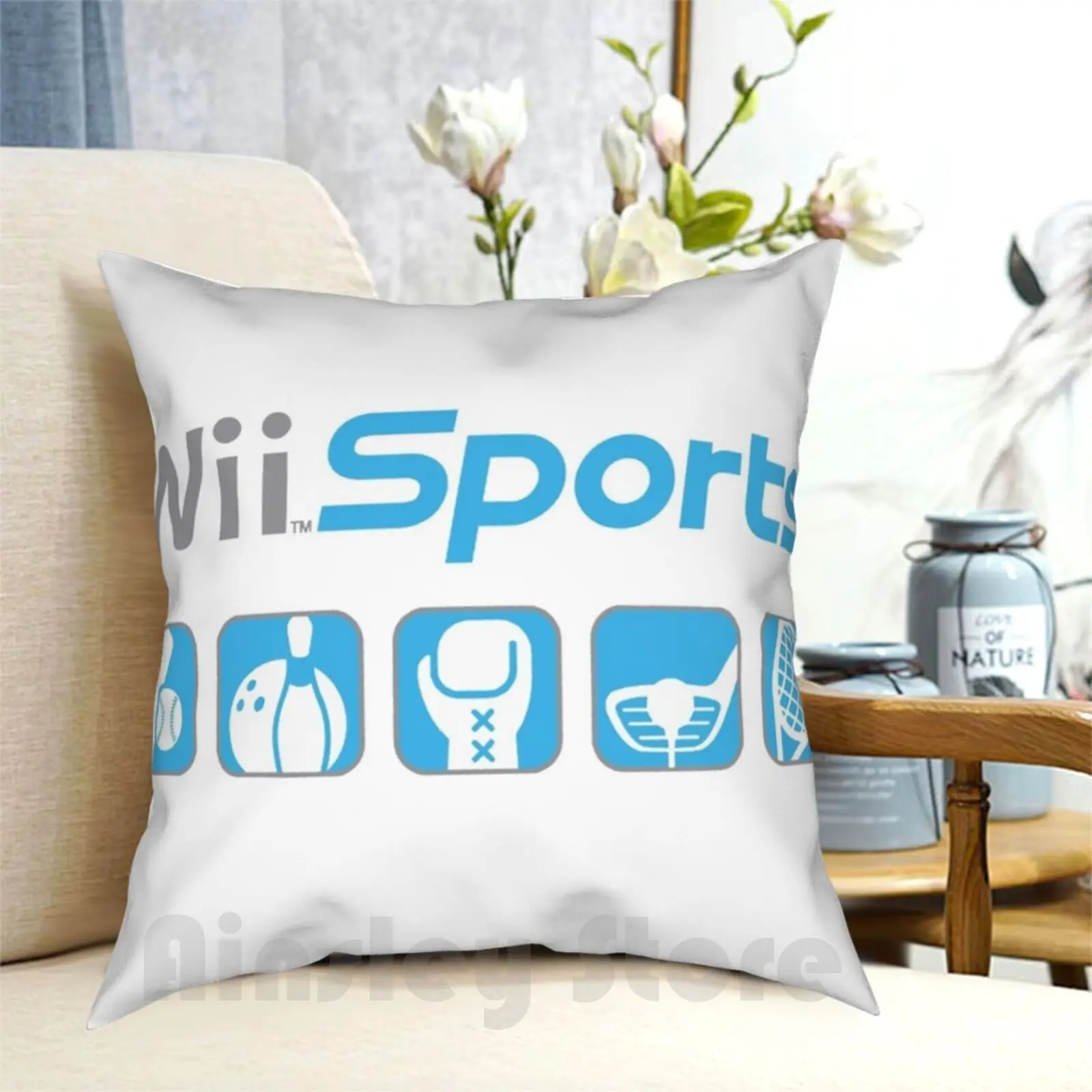 Wii Sports Meme con iconos funda de almohada impresa hogar suave almohada Wii Meme Wii Sports Wii Resort divertido Netflix