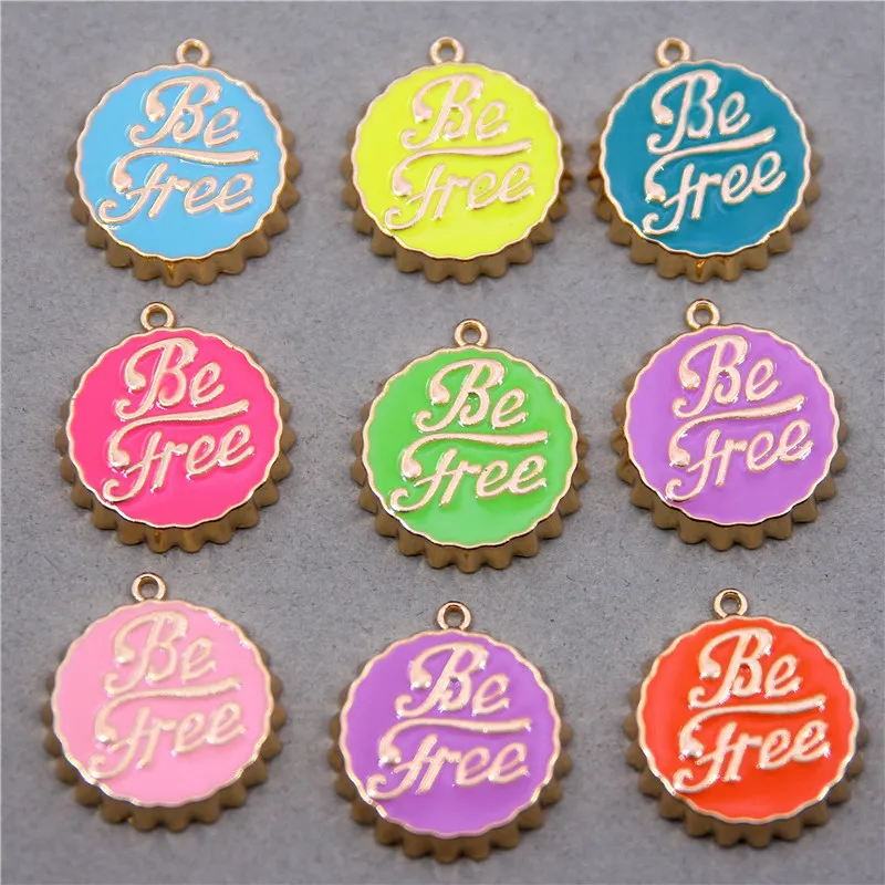 6PCS Werden Kostenloser Coca Getränke Flasche Kappe Emaille Charme Neon Rosa Orange Rot Anhänger Öl Dropped Halskette Armband Anhänger großhandel