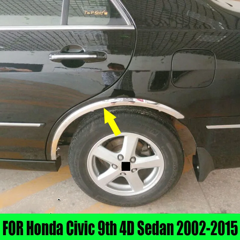 

For Honda Civic Sedan 2012-2015 4pcs stainless steel Wheel eyebrow Fender Trim