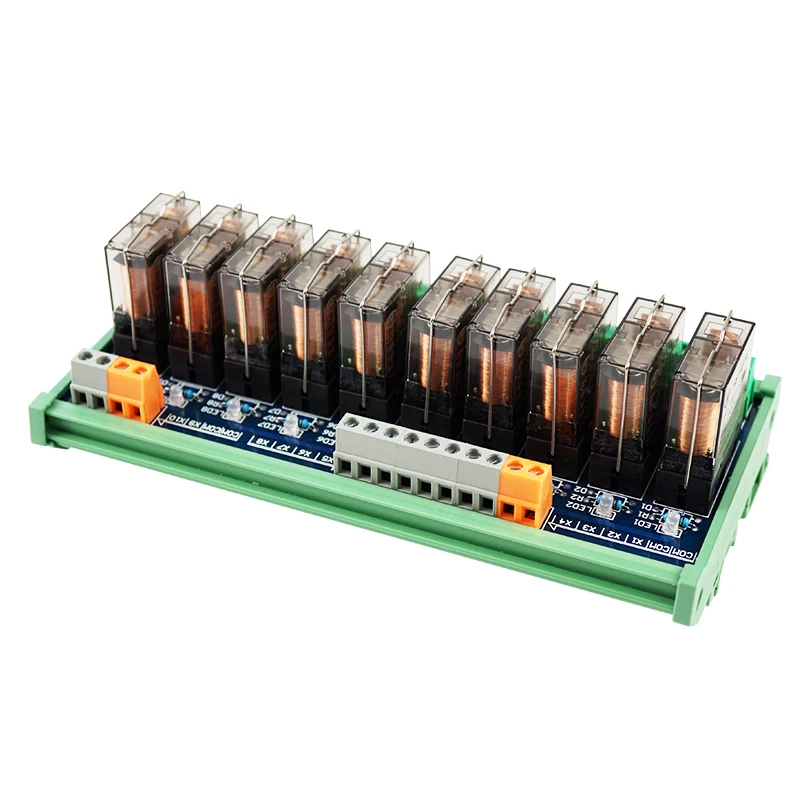 

Huaqingjun 10-Channel Transparent Single Open DC24V Relays Hongfa Relay Module 16A Electromagnetic Relay for Parking System