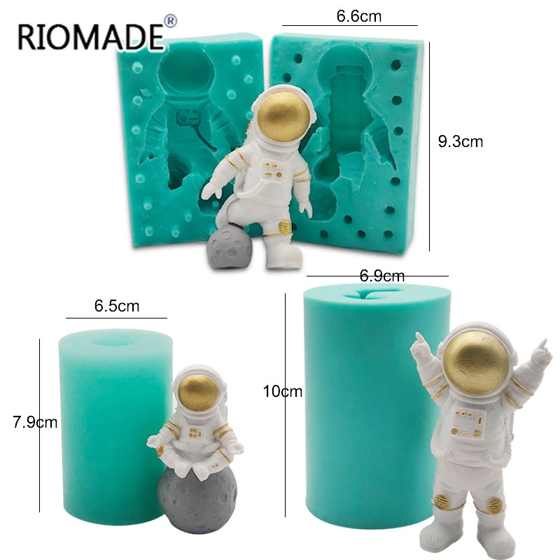 3D Astronaut Silicone Mold DIY Landing On The Moon Styles Fondant Cake Decorating Tools Chocolate Mousse Resin Handmade Mould