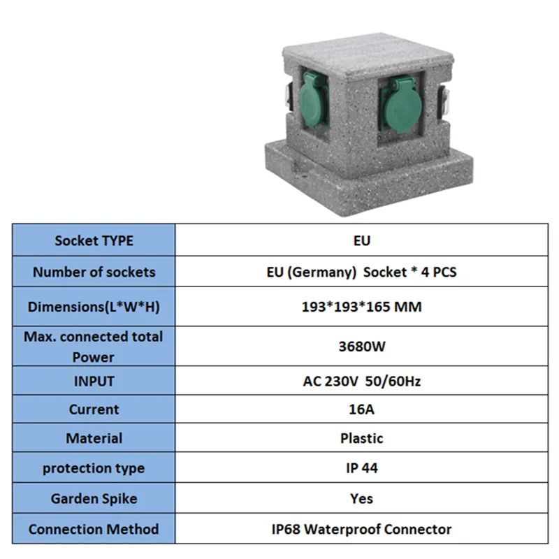 Imagem -02 - Tomada ao ar Livre ue 3680w 16a com Interruptor Coluna de Energia à Prova Impermeável Água Cortador de Grama Tomada Elétrica para Decoração do Jardim 4-way