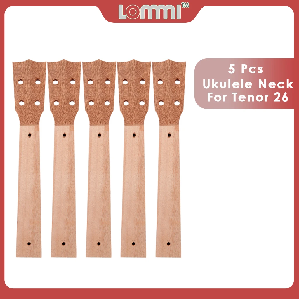 LOMMI 5 Pcs Tenor 26 Inch Ukulele Neck Unfinished Okoume Wood Neck Body For Ukulele 4-strings Hawaii Guitar DIY Parts