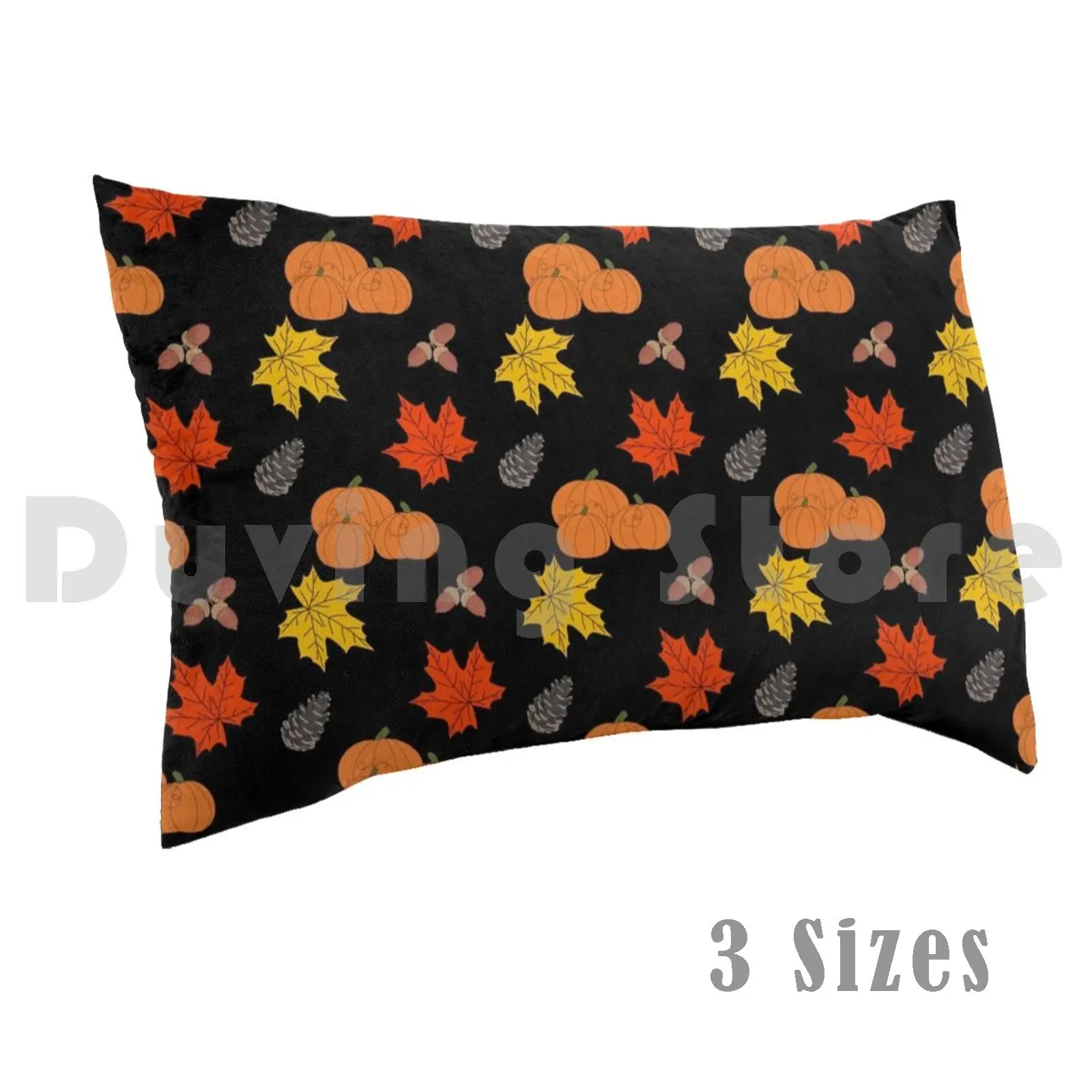 Pumpkins Leaves Acorns Pine Cones Fall Illustration Pattern Pillow Case Printed 35x50 Pumpkins Pattern Autumn