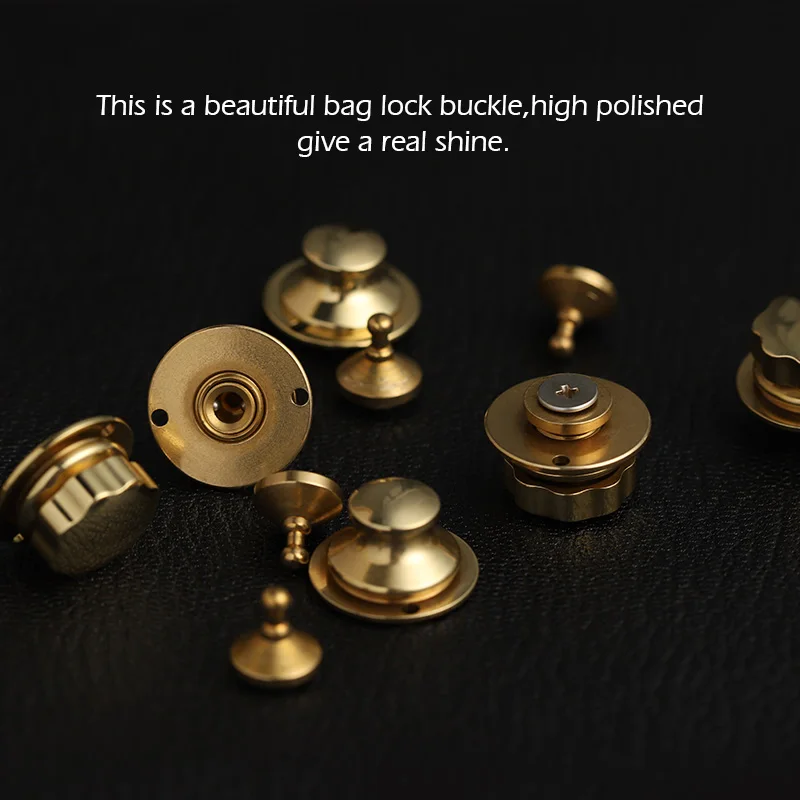 WUTA Design 100% Brass Bag Lock Spring Buckle Case Metal Insert Lock Round / Flower Head Decorate DIY Leather Craft Hardware