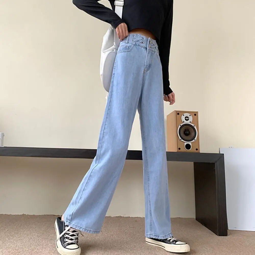 

streetwear high waist women's fashion jeans woman girls women Pockets Buttons Loose pants trousers female jeans denim mom jeans