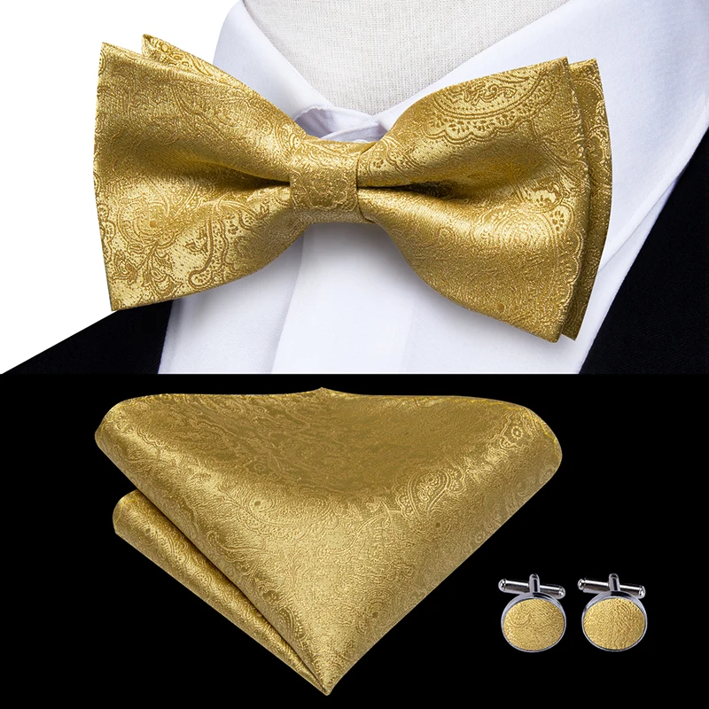 Hi-Tie 100% Silk Adult męski zestaw podwiązek do pończoch skóra 6 klipsów szelki Vintage Fashion złota z kwiatowym wzorem szelki ślubne i muszka