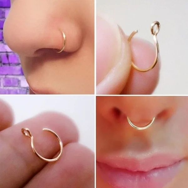 Stainless Steel Seamless Segment Rings Nose Hoops Ear Piercing Tragus Nose Rings Ear Cartiliage Tragus Sexy Body Jewelry