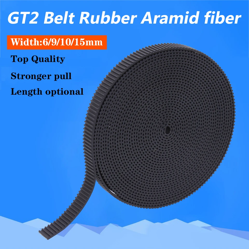 GT2-6/9/10/15mm open timing belt 5m/10m/20m/50m/lot GT2 belt Rubber Aramid Fiber cut to length for 3D printer wholesale 2gt