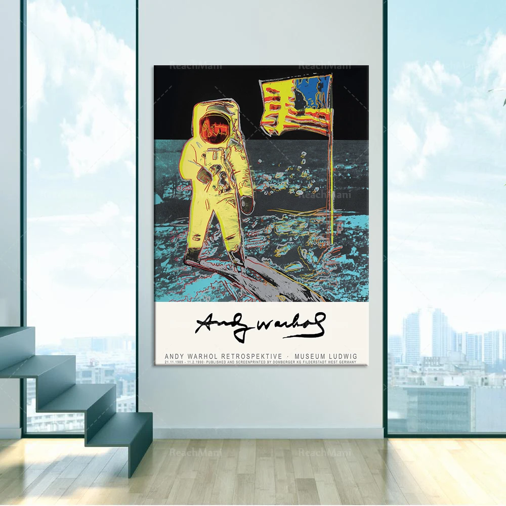 

Andy Warhol expo poster, Andy Warhol astronaut wall painting, Téléchargenumérique, space theme mural