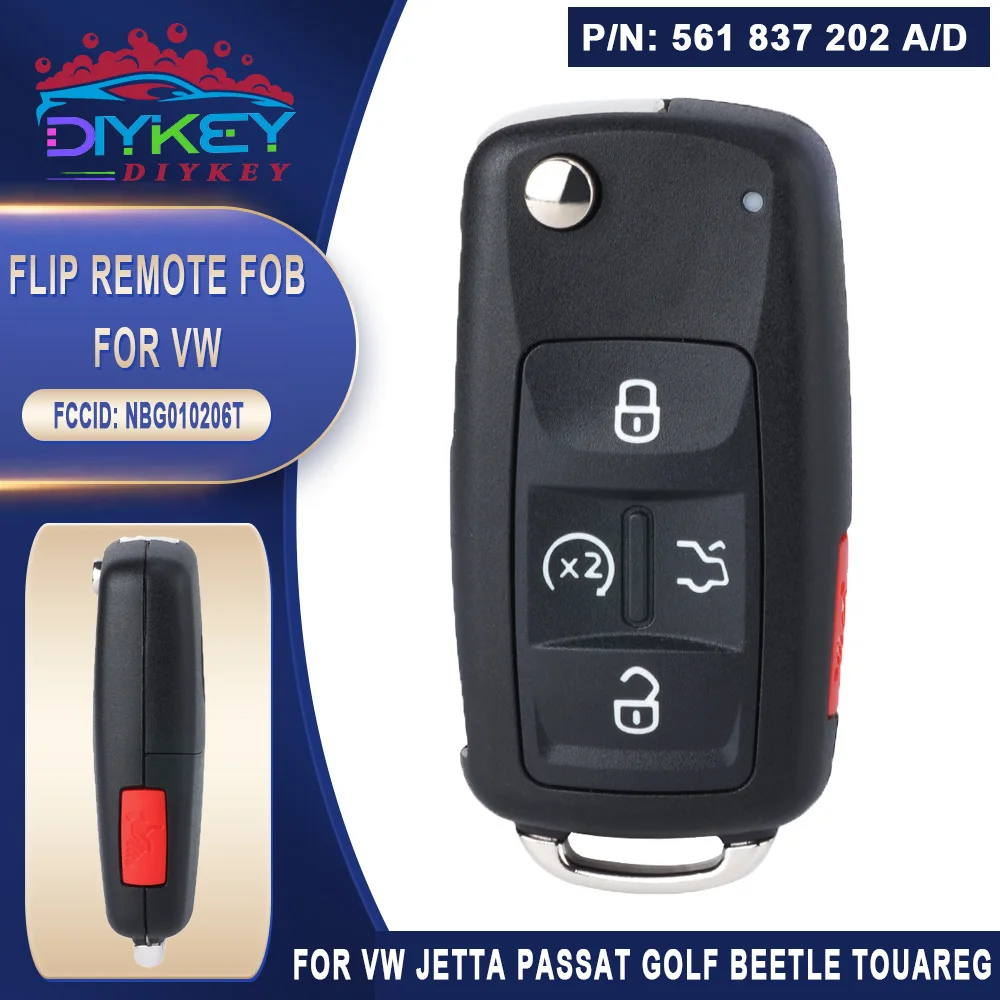 

DIYKEY 561 837 202A / 561 837 202D , NBG010206T Flip Remote Key 315MHz for 210-2016 VW Jetta Passat Golf Beetle CC GTI Touareg