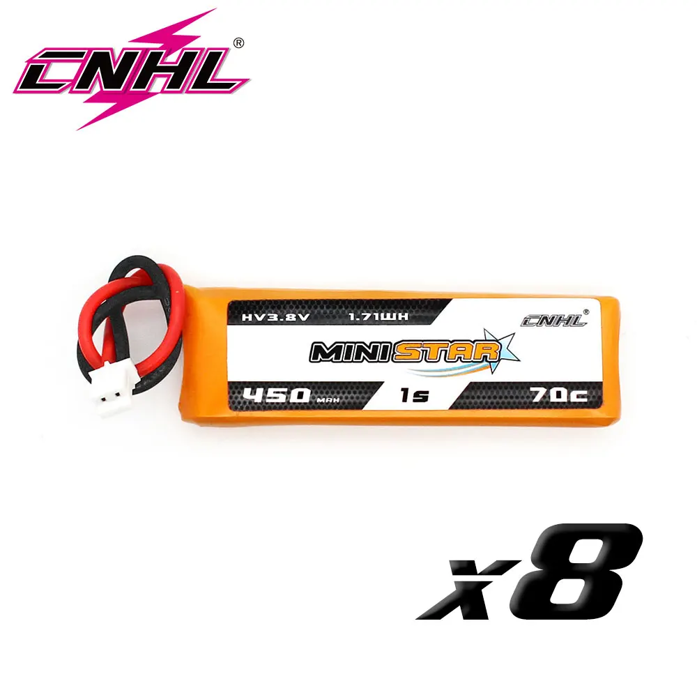 8 pces cnhl ministar hv 450mah 3.8v 1s 70c lipo bateria com ph 2.0 plug para rc fpv zangão mini quadcopter emax tinyhawk happymo