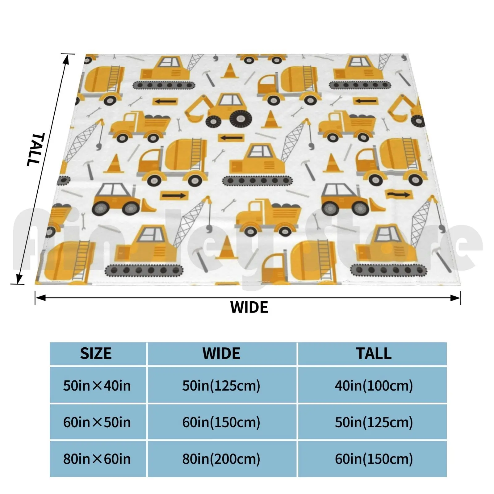 Construction Trucks Blanket For Sofa Bed Travel Truck Trucks Construction Work Builder Building Tools Crane