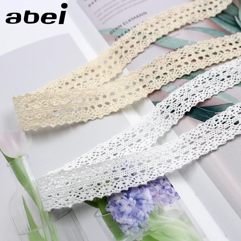 5Yards/Lot White/Beige Cotton Lace Crocheted Lace Ribbon Wedding Party Craft Apparel Sewing Fabric DIY Handmade Accessorie