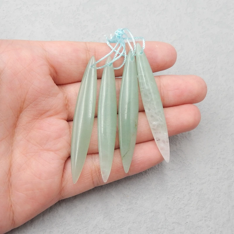 Natural Gemstone Green Aventurine fashion Woman Long Shape Earrings,Popular jewelry  53x8x4mm11.g