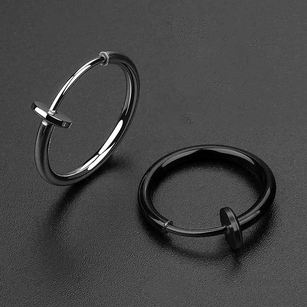 1 Piece Fashion Fake Nose Ring Goth Punk Lip Ear Nose Clip On Fake Septum Piercing Nose Ring Hoop Lip Hoop Rings Earring