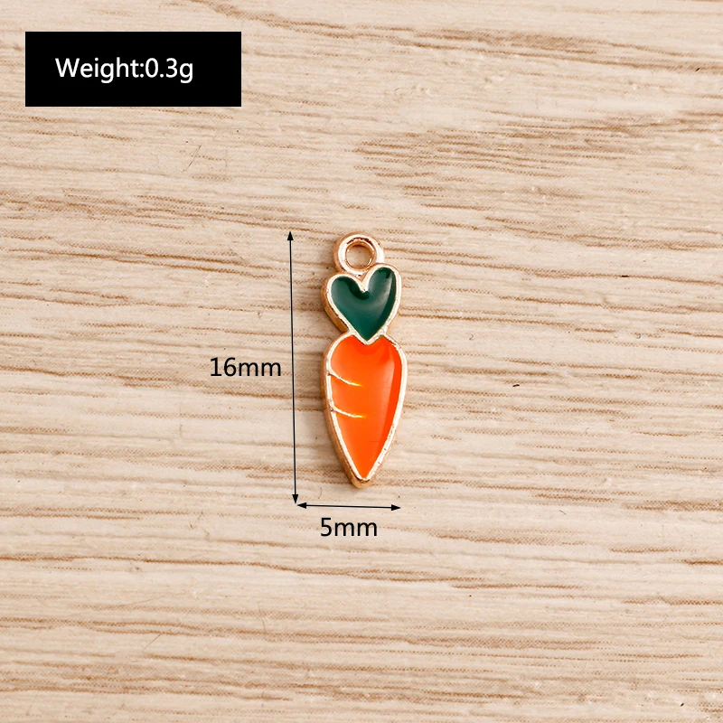 10pcs 5*16mm Love Heart Carrot Charms for Jewelry Findings Handmade Crafts Cute Enamel Charms Pendants DIY Necklaces Earrings