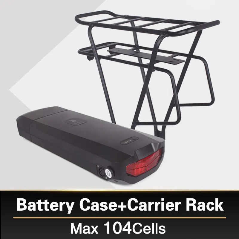 48V ebike battery case 36V 52V  Electric bike battery box 5V USB Double Layer luggage rack 10S10P 13S9P 14S8P 16S7P 20S5P