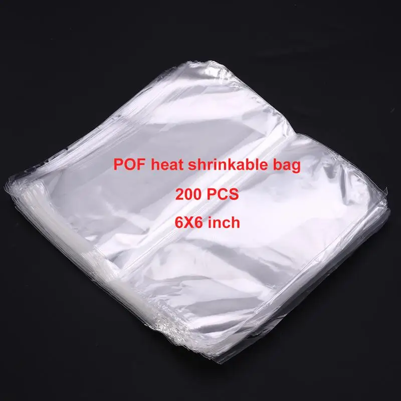 200 Pcs Soap Wrappers 6X6 inch Waterproof Soap Wrappers for Soap Bag Bath and DIY Crafts (Large Shrink Wrap Bags)