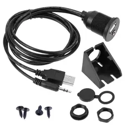 1m Car Dashboard USB Extension Cord Auto Moto USB 2.0 3.5mm Male to Female AUX Lead Cable Wire Line