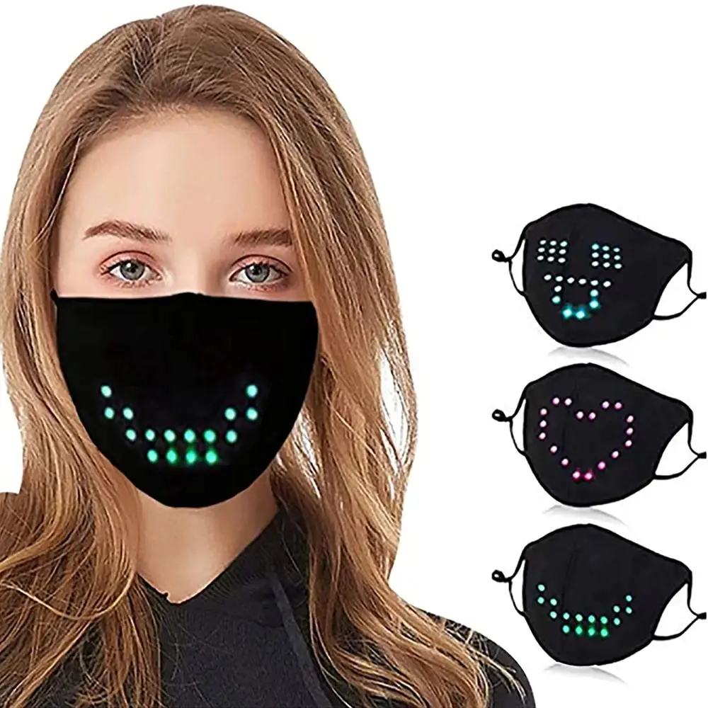 Led Voice-activated Luminous Mouth Mask Masquerade Party Face Mask Voice Control Mascarillas Halloween Party Cosplay Mask