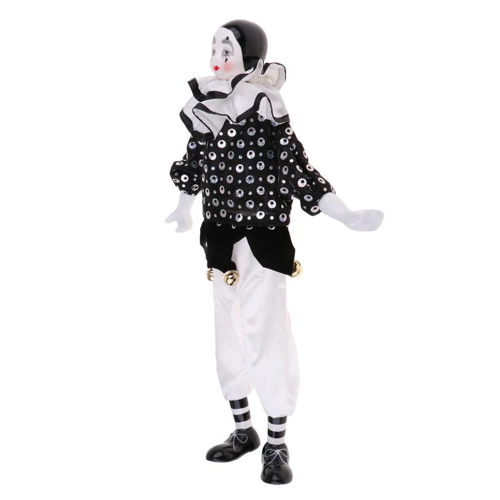 15inch Porcelain Teardrop Clown Doll Wearing  Outfits, Funny Harlequin Doll,   Props, Halloween Decor