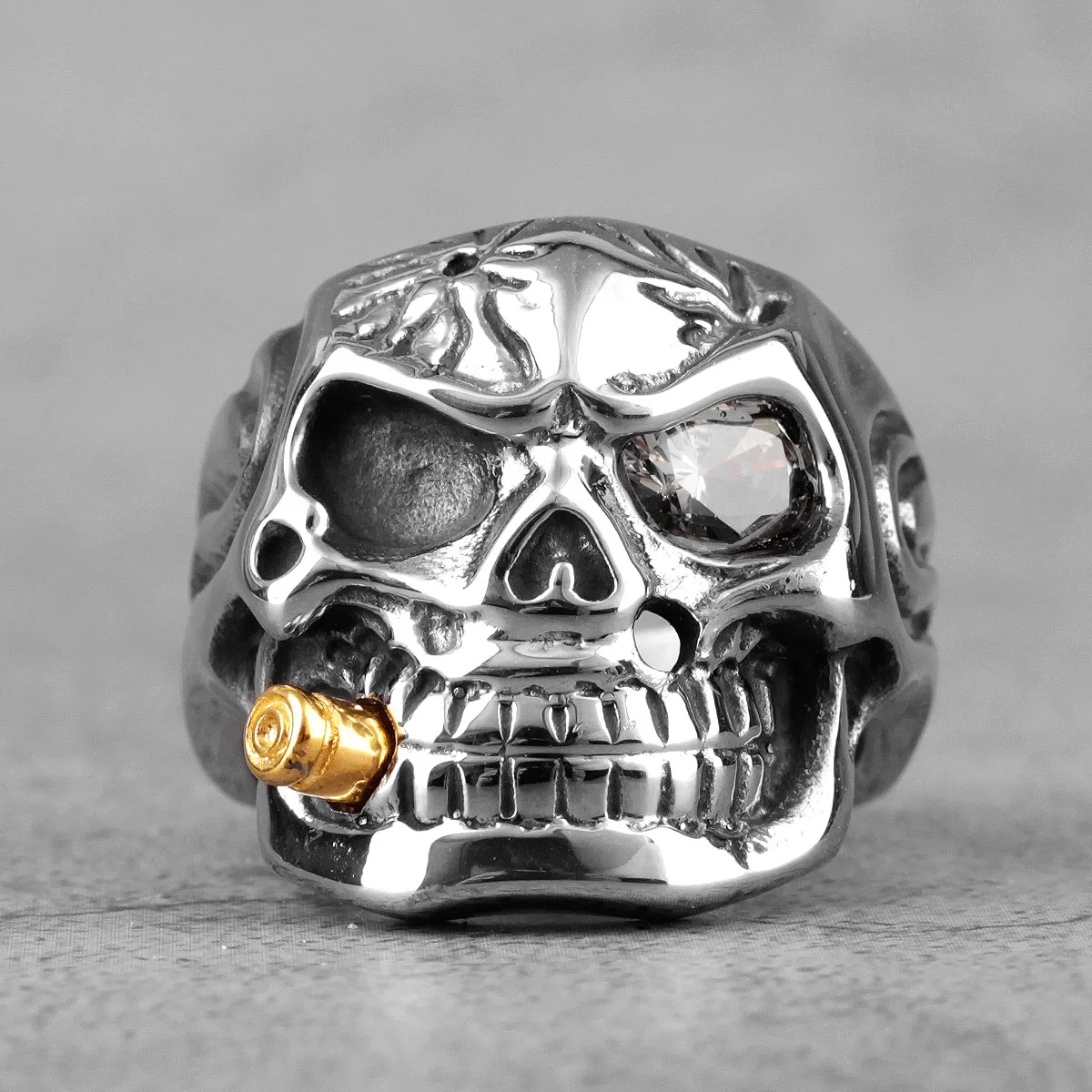 Smoker Soldier Skull Gothic Stainless Steel Mens Rings Punk Hip Hop for Male Boyfriend Biker Jewelry Creativity Gift Wholesale