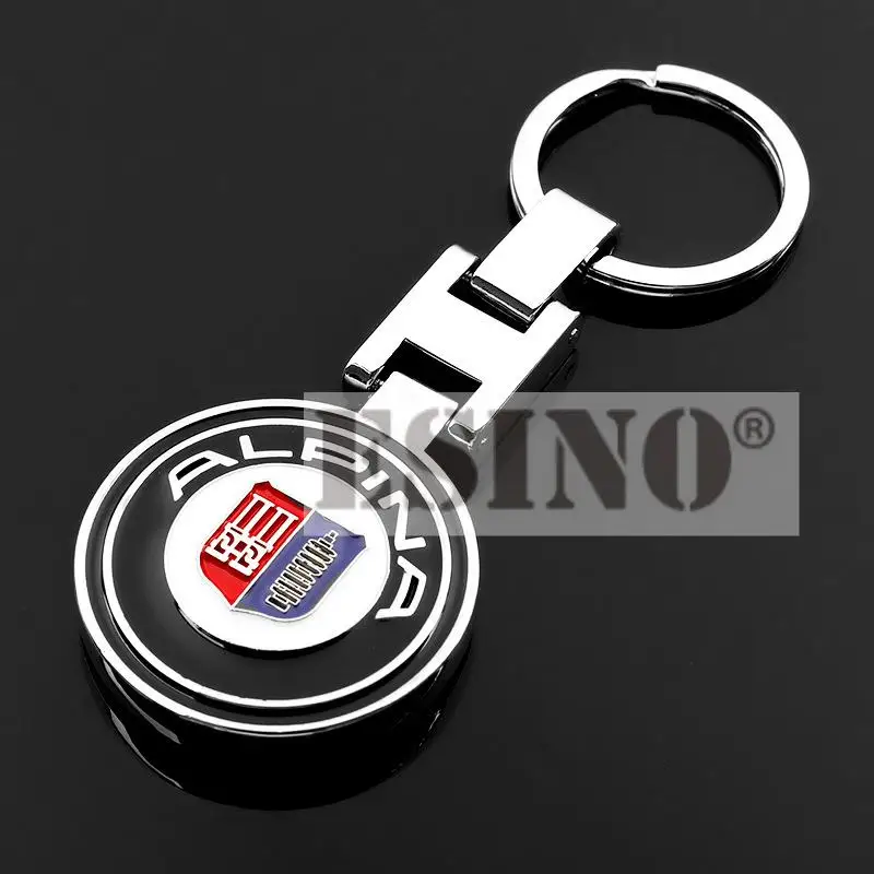 Fashion Design Car Accessory 3D Metal Zinc Alloy H Type Double Side Key Chain Key Ring for Alpina