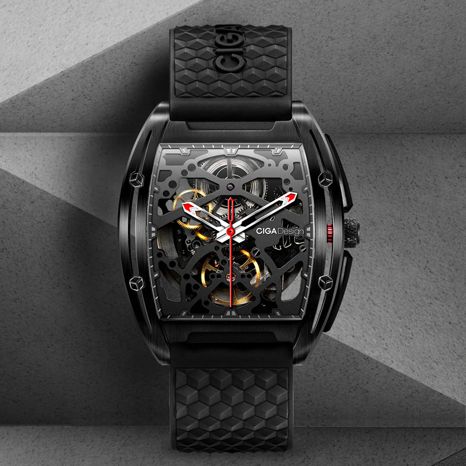 CIGA Design Automatic Mechanical Skeleton Watch for Men Z Series Black DLC Coatings Case Fashion Casual Male Watches Timepiece