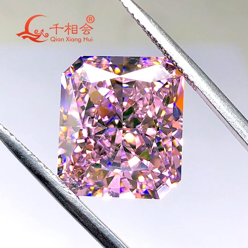 pink  color  rectangle  shape   brilliant crushed ice cut  cubic zirconia loose stone cz stone