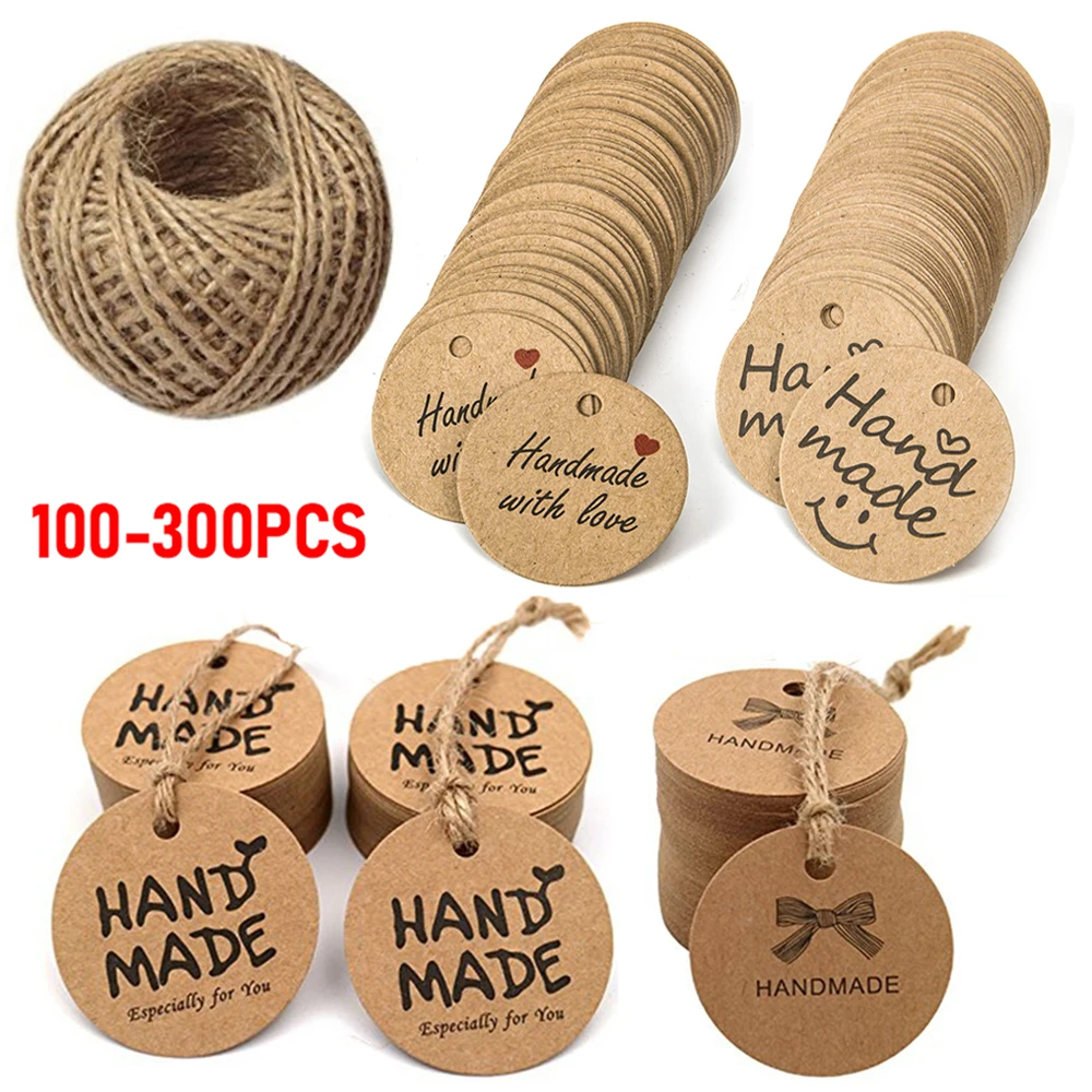 100-300 Pcs Multi-stil Kraft Papier Hängen Tags Hochzeit Geburtstag Party Süßigkeiten Verpackung Boxen Tags für Handgemachte geschenk Dekoration