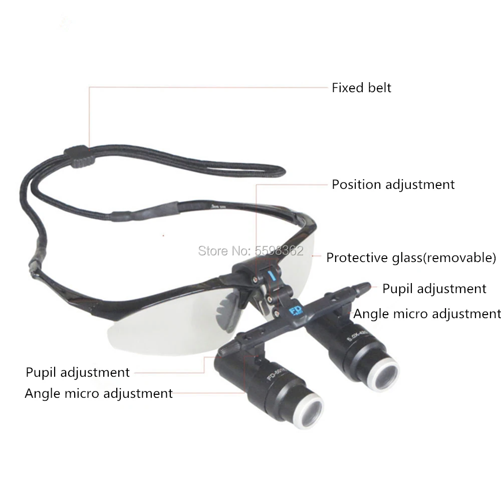 Medizinische Chirurgische Dental ENT 4,0X5,0X6,0X6,5 X Fernglas Lupe Lupen und Drahtlose scheinwerfer scheinwerfer Chargable einstellbar