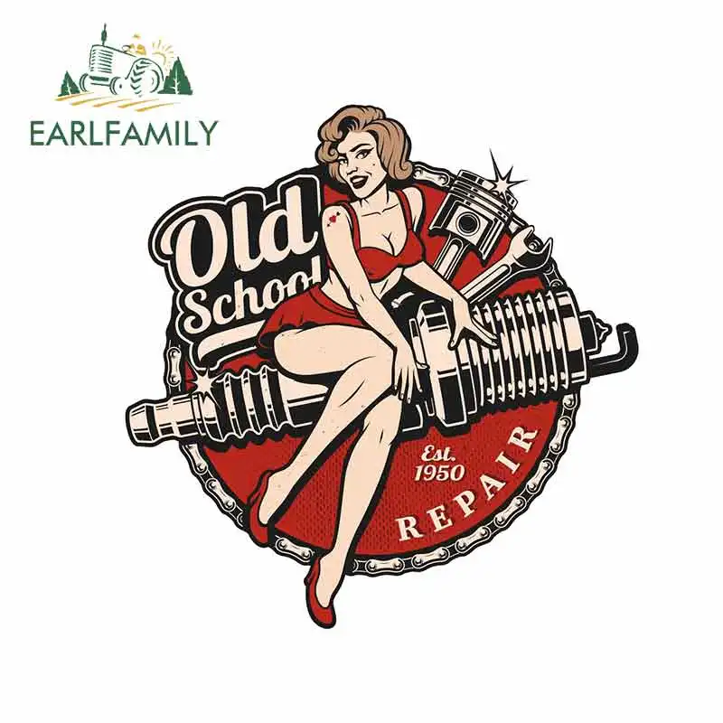 

EARLFAMILY Retro Pin up Girl Locker Toolbox Stickers Laptop Car Truck Bike Old School Car Stickers