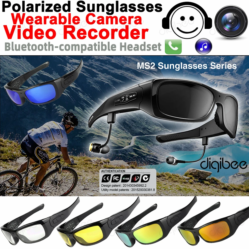 UV400 Polarized Sunglasses Bluetooth Headset Earphone Smart Glasses Camera HD 1080P Video Recorder Photo Taker Mini Camcorder