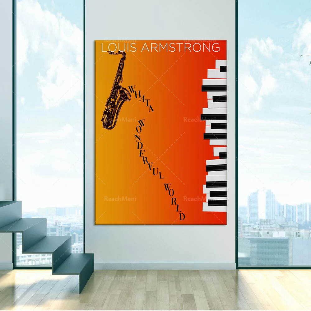 What a wonderful world, typography design homepage wall art exquisite jazz quote minimalism music gift creative kitchen decorati