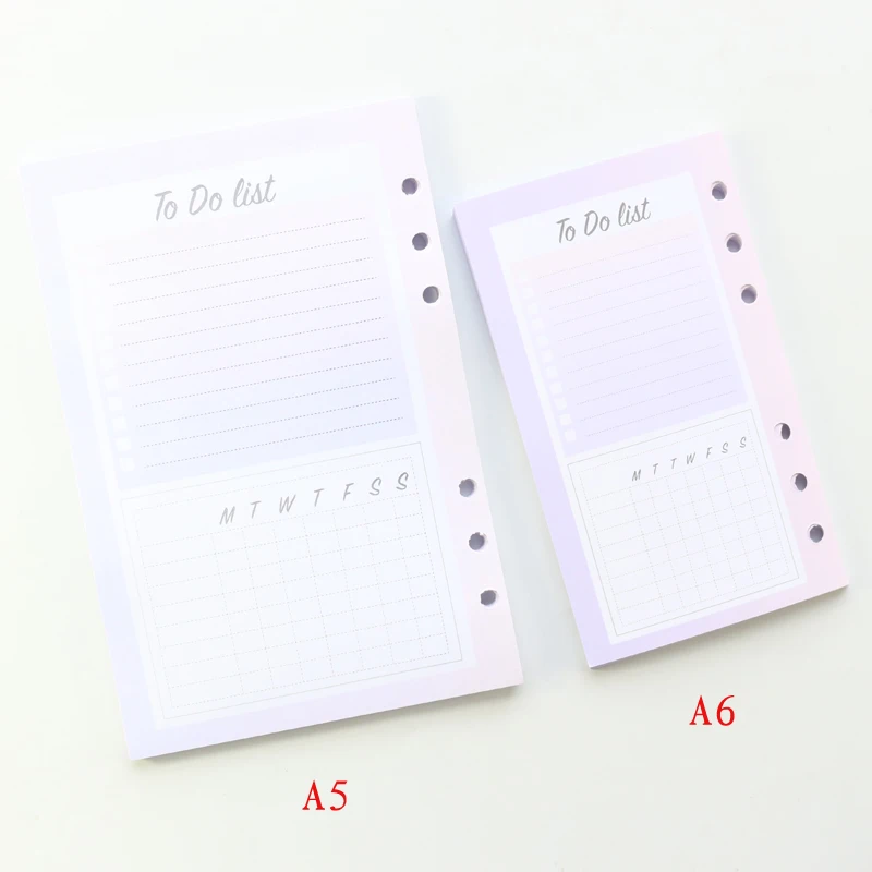 Domikee cute colorful 6 holes refilling inner papers core for binder notebooks stationery:daily weekly monthly planner,A5A6