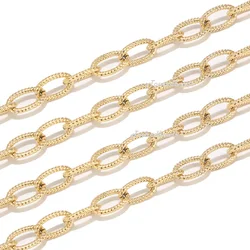 1 Meter Stainless Steel 9x15mm Gold Chunky Chains Textured Punk Choker Necklace Chain for DIY Jewelry Making Accessories