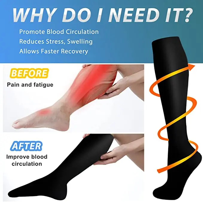 1/3 Paar Kompressionssocken Sportsocken Medizinische Pflegestrümpfe Verhindern Krampfadern Socken Schwangerschaft Stillen Sportlich Fußball – Detail 6