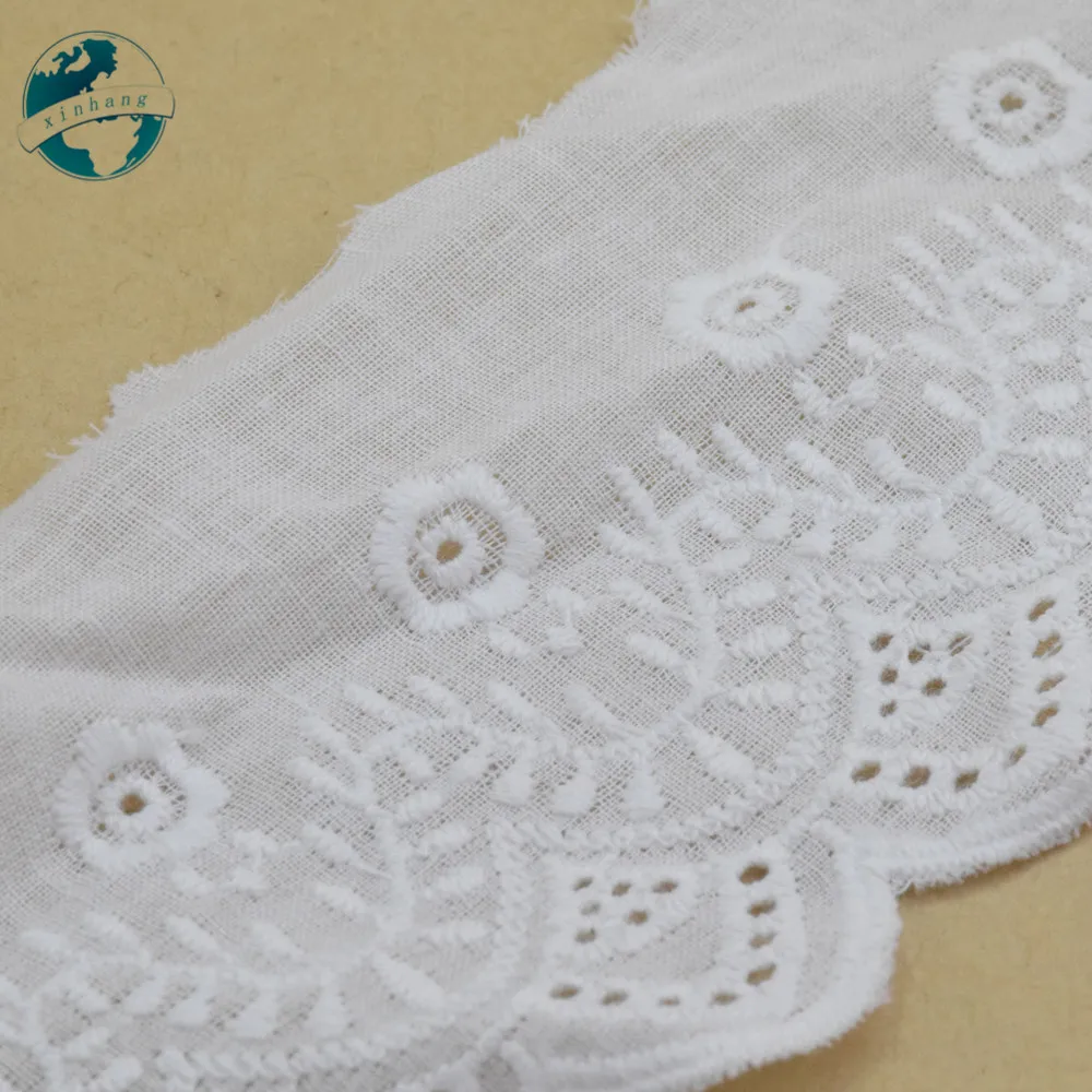 7.5cm wide 100% Cotton embroid lace sewing ribbon guipure trim wedding decoration DIY dolls colthes Accessories lace Badges#4160