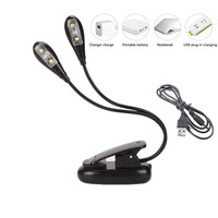 USB Led Desk Light Mini Clip-On Flexible Bright Led Book Lamp Double Head Adjustable Glue Nail 4LEDs Night Light With Switch