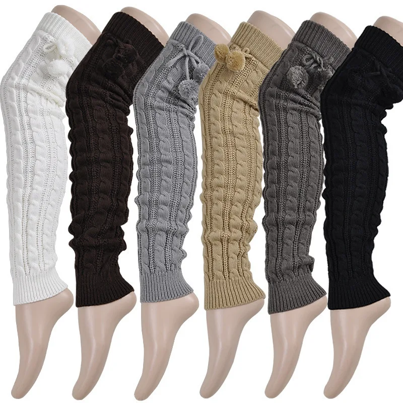 65cm Women's Long Leg Warmers Thickened Over Knee Warm Boot Cover Lolita Knitted Crochet Socks Boot Cuffs Pile Socks Party Dance