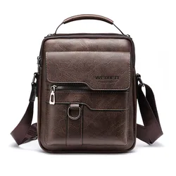 Bolsa de couro artificial de grande capacidade para o sexo masculino mensageiro tote sacos de ombro dos homens sacos de zíper