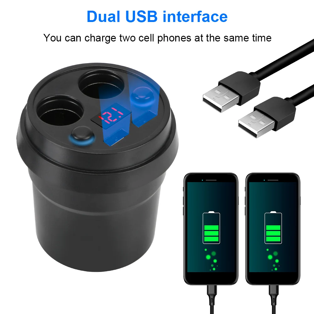 Car USB Chargers 5V 3.1A Power Adapter Cigarette Lighter Socket 4 Ports Splitter Mobile Phone Chargers With Voltage LED Display