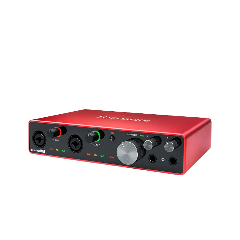 تحديث Focusrite Scarlett 8i6 3rd Gen. 8 in/6 out خارجي USB تسجيل بطاقة الصوت منظم واجهة صوت الغيتار الكهربائي
