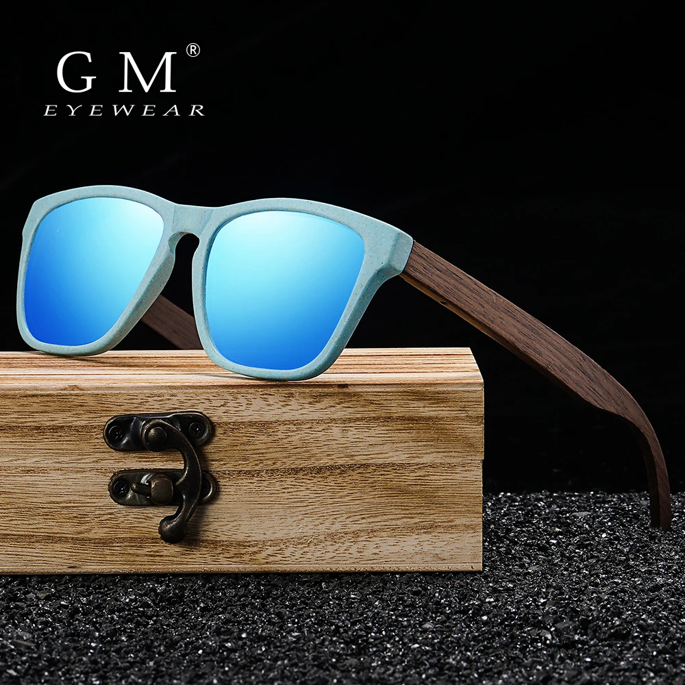 GM Polarized Wooden Straw Sunglasses With Walnut Temples for Women and Men Can Be Decomposed Natural Material S7006