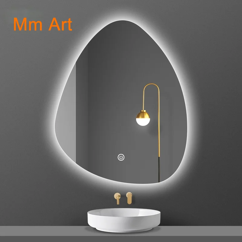 Smart Bathroom Mirror Special-Shaped Touch Screen Wall Hanging Dressingr LED Luminous Bathroom Table Anti-Fog Cosmetic Mirror