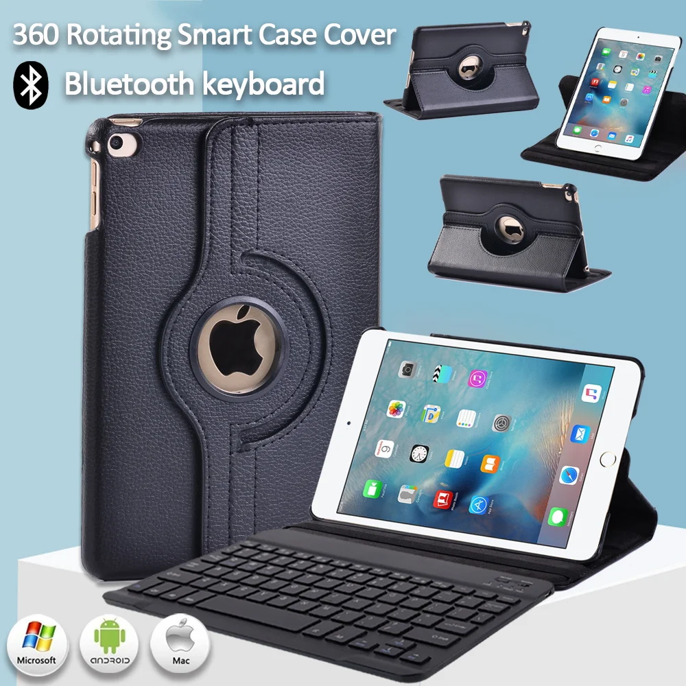 

360 Rotating Case for Apple IPad Mini 4 5 A1538 A1550 A2133 A2124 A2125 A2126 Anti-fall Tablet Cover + Bluetooth Keyboard